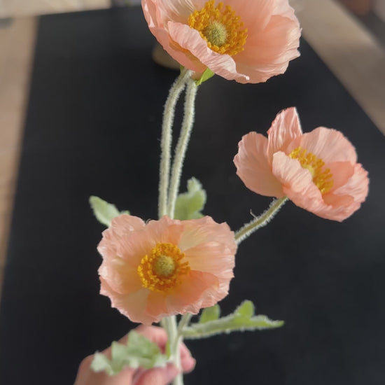 Faux Poppy spray in peach